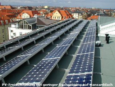 PV-Freiaufstellung mit geringer Dachneigung auf Mansarddach